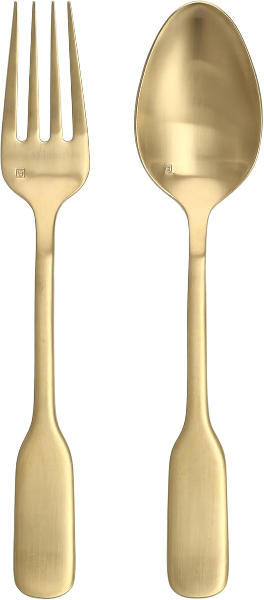 Fortessa Ashton 18/10 Stainless Steel, 2 Piece Serving Set, Brushed Gold