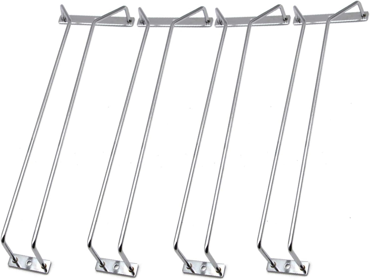 14-Inch Wine Glass Rack, Under Cabinet Wine Glass Holder Stainless Steel Chrome Finish Stemware Rack - Hanging Stemware Holder for Cabinet Kitchen Bar, Set of 4