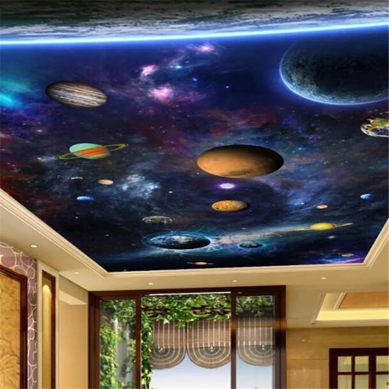 Custom Wallpaper Universe Self-Adhesive Wallpaper Space Planet 3D Mural Living Room Bedroom Ceiling Mural Galaxy Wallpaper