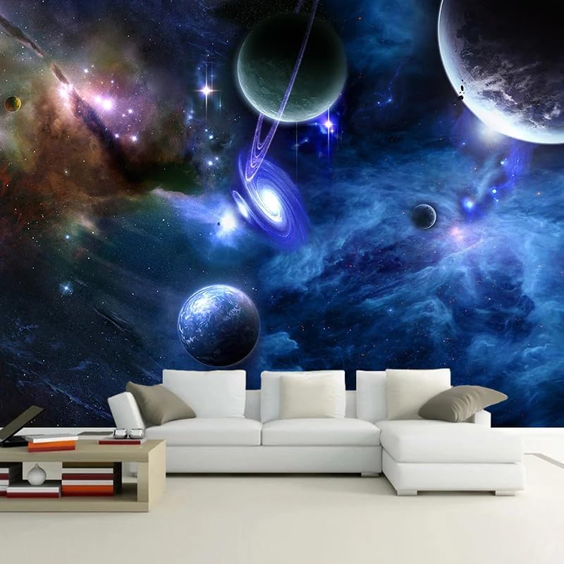 Custom Galaxy Wall Murals 3D Peel and Stick Mural Starry Sky Universe Space Planet Photo Wallpaper for Living Room Bedroom Walls Home Decoration