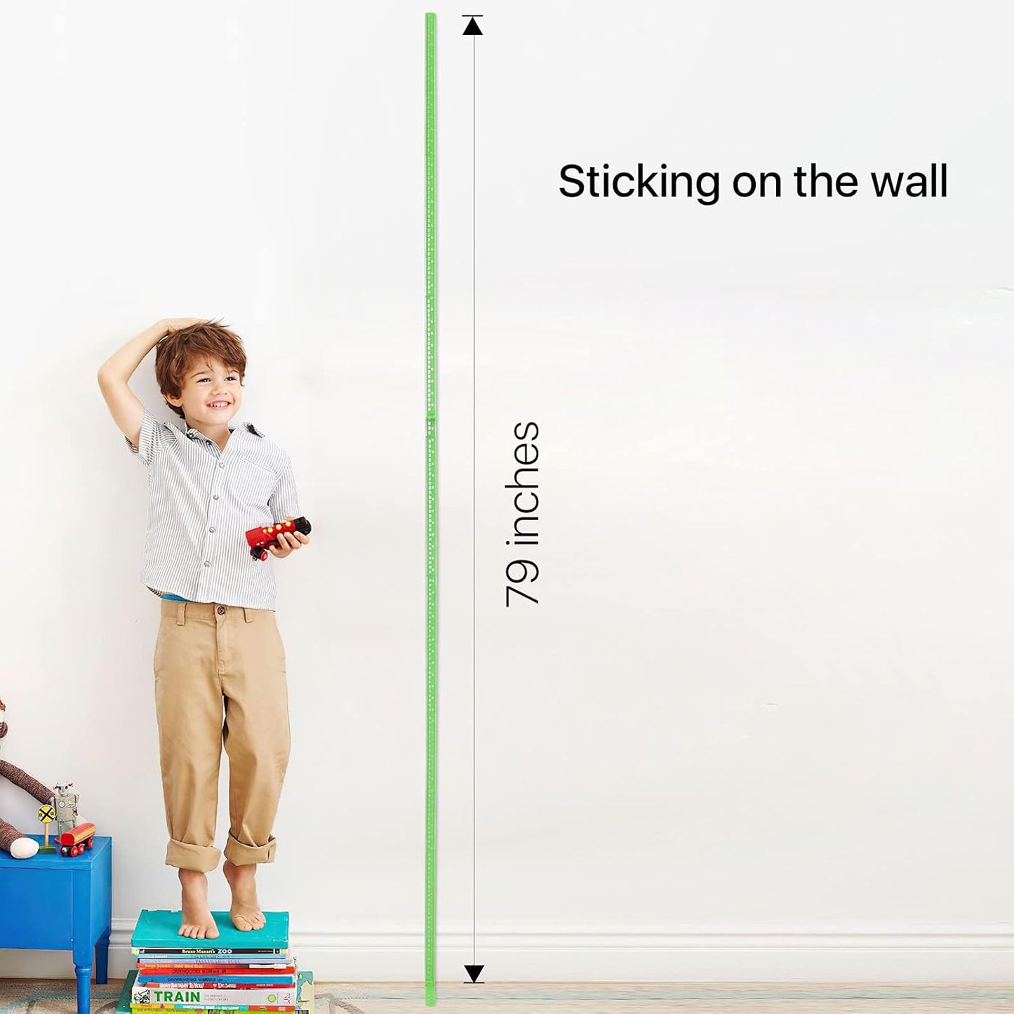 Height Measurement for Wall, Children Height Ruler, 3D Removable Growth Chart, Splicing Sliding Measuring Ruler for Kids and Nursery 79 inch (Green)