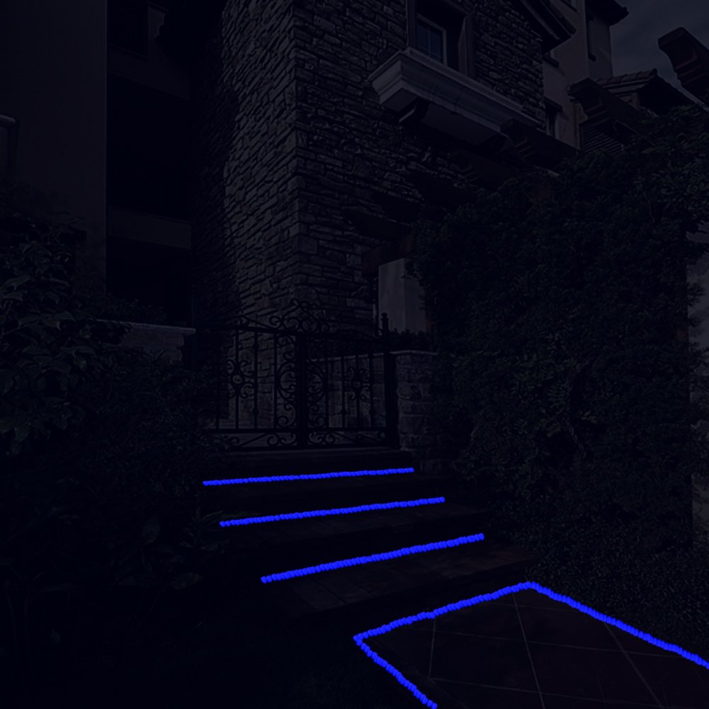 Glow in The Dark Pebbles for Outdoor Decor, Garden Lawn Yard, Aquarium, Walkway, Fish Tank, Pathway, Powered by Light or Solar-Recharge Repeatedly, Luminous Pebbles (Blue-200)