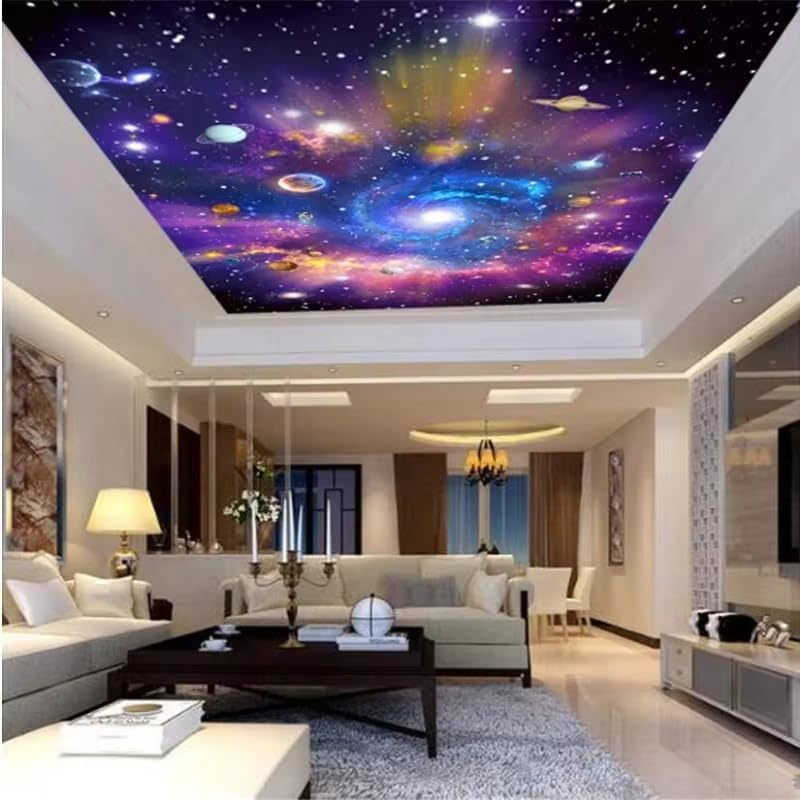 Custom Galaxy Wallpaper 3D Peel and Stick Mural Colorful Starry Universe Cosmic Galaxy Dream Room Ceiling 3D Wallpaper