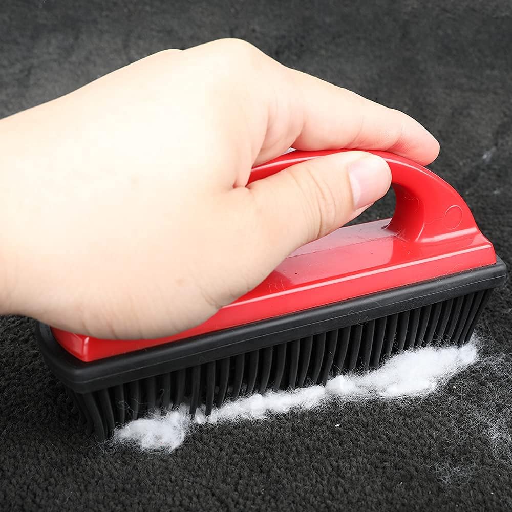 Rubber Pet Hair Removal Brush Lint & Hair Removal Cat Dog Hair Remover Brush Pet Hair Removal Tool Silicone Lint and Debris Remover for Cleaning, Grooming, Lint and Fur Removal, Home,Red