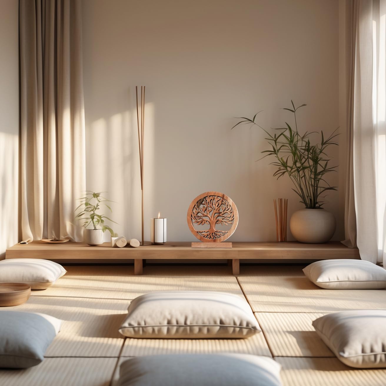 Decozen Solid Wood Tree of Life Sculpture - Home Decor, Living Room, Boho, Shelf, Coffee Table, Centerpiece Table Decorations, Mantle, Dining Table Centerpiece, Bathroom Shelf, Entryway, Farmhouse