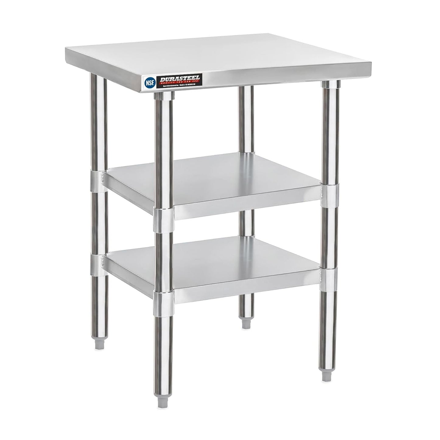 DuraSteel Food Prep Stainless Steel Table - 30 x 18 Inch Commercial Metal Workbench with Adjustable Under Shelf - NSF Certified - for Restaurant, Warehouse, Home, Kitchen, Garage