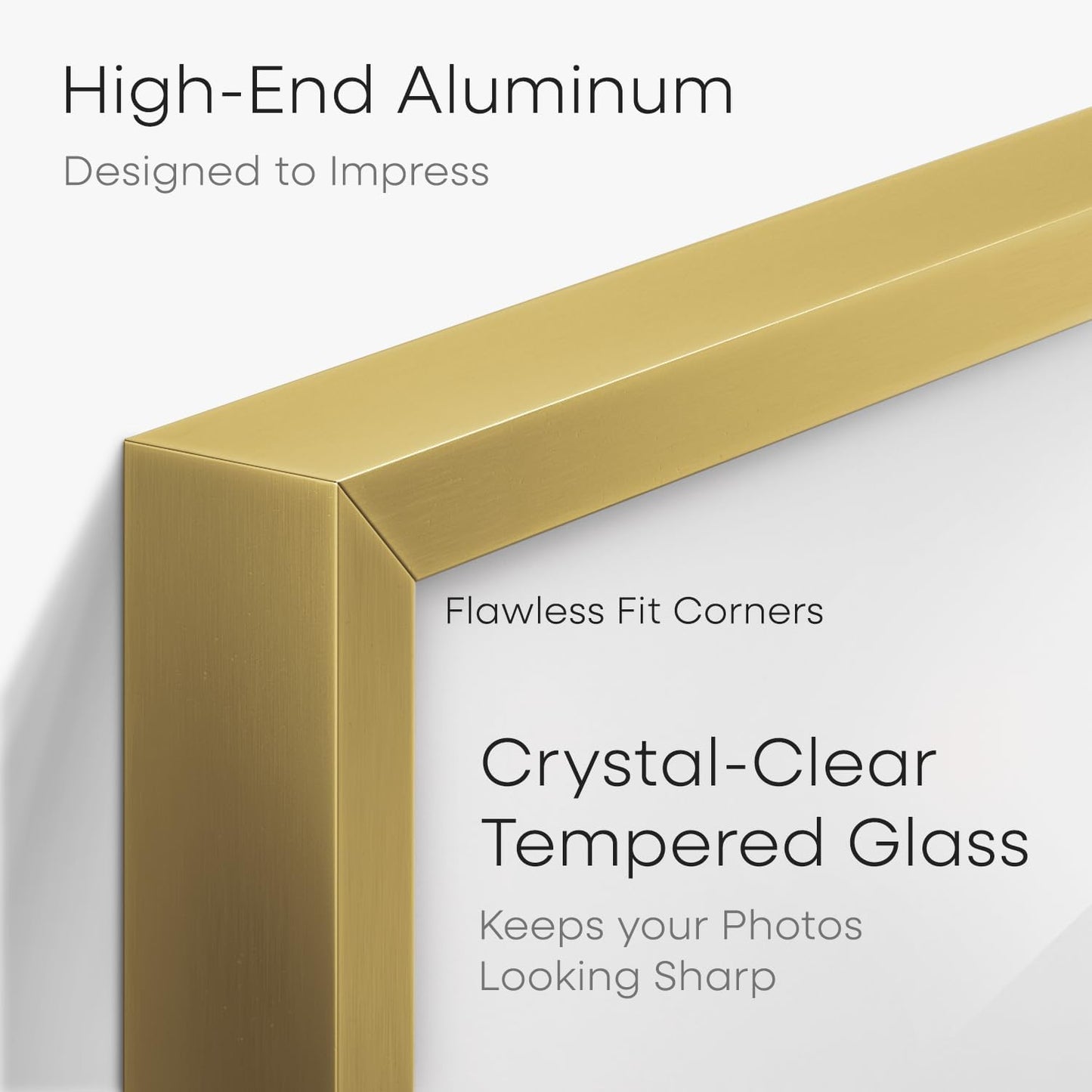 Homeforia 14x17 Picture Frame Gold, High End Metal 14x17 Poster Frames with Mat 11x14 Photo, 14 x 17 Gold Frames Matted to 11 by 14 Print, 17x14 Thin Hanging Frames, Tempered Glass, Wall Kit, Set of 1