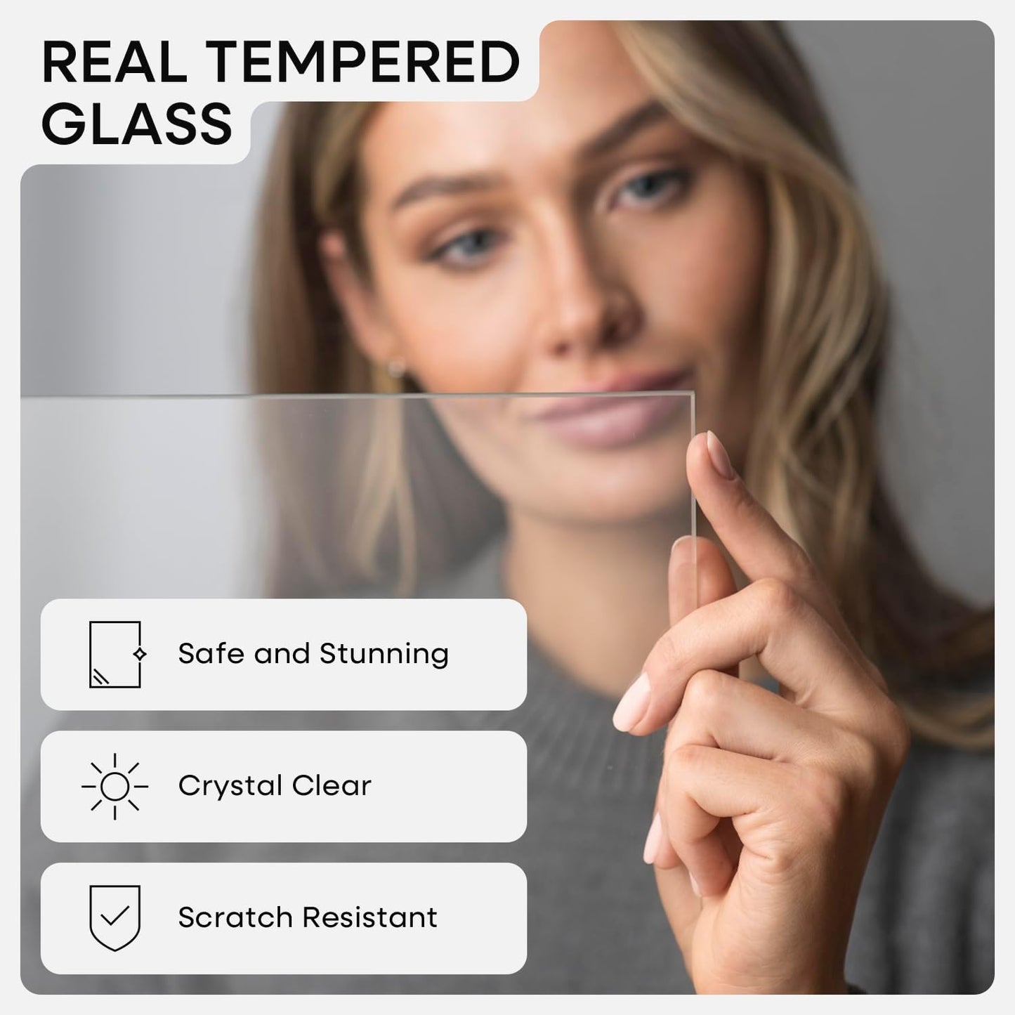 Homeforia 16x16 Black Wood Frame, High End Oak 16 x 16 Square Picture Frames with Mat 12 by 12 inches Photo, 16by16 Black Wooden Poster Frames Matted to 12x12 Print, Tempered Glass, Wall Kit, Set of 1