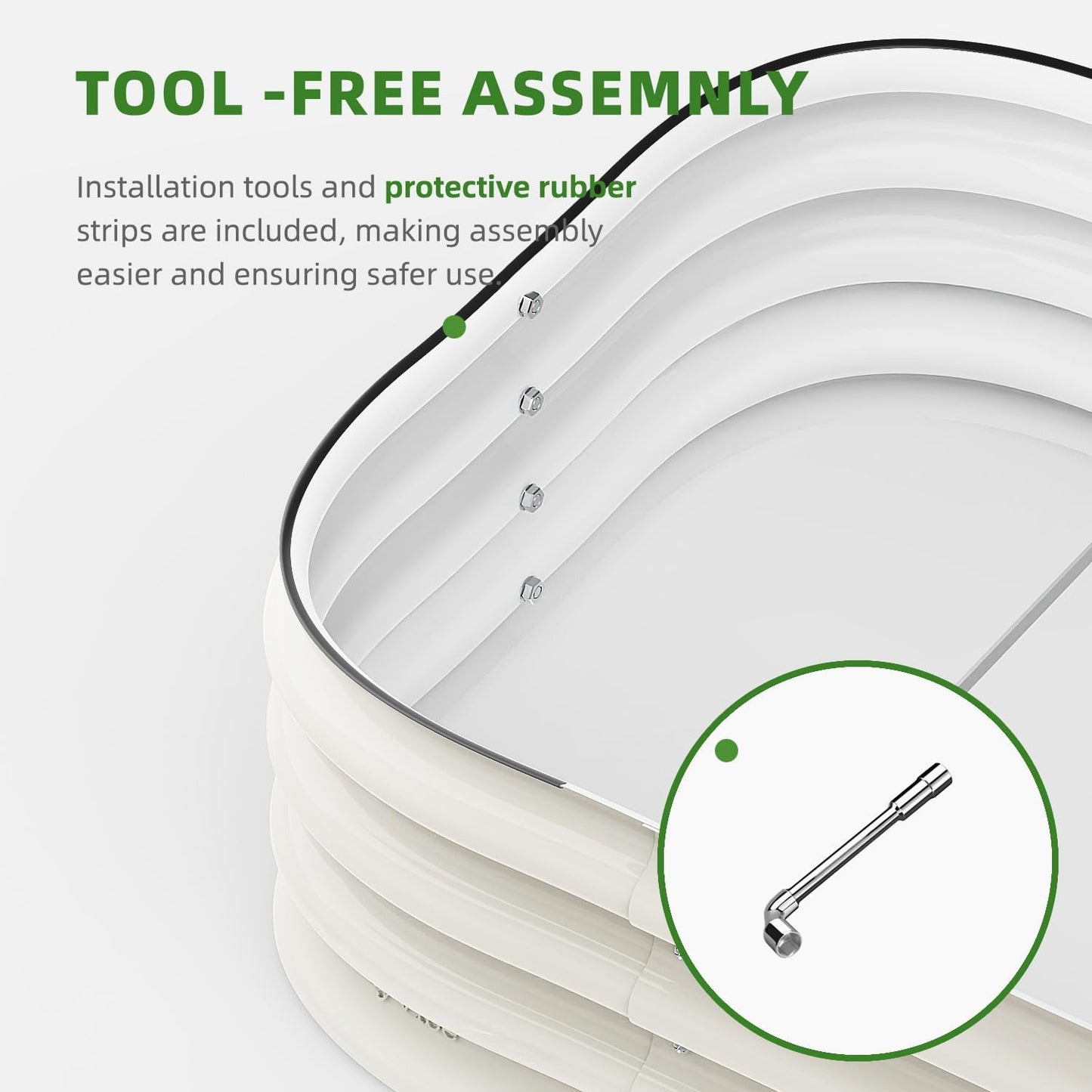 DaisyVibe Raised Garden Bed Kit, Planter Raised Garden Boxes Outdoor, Oval Large Metal Raised Garden Beds for Vegetables Flowers (White, 5ftx2ftx1ft)