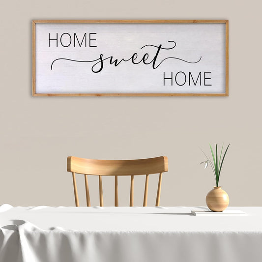 Home Sweet Home Sign Wall Decor 40"x15" Above Bed Living Room Large Wooden Framed Family Plaques Art (Wood)