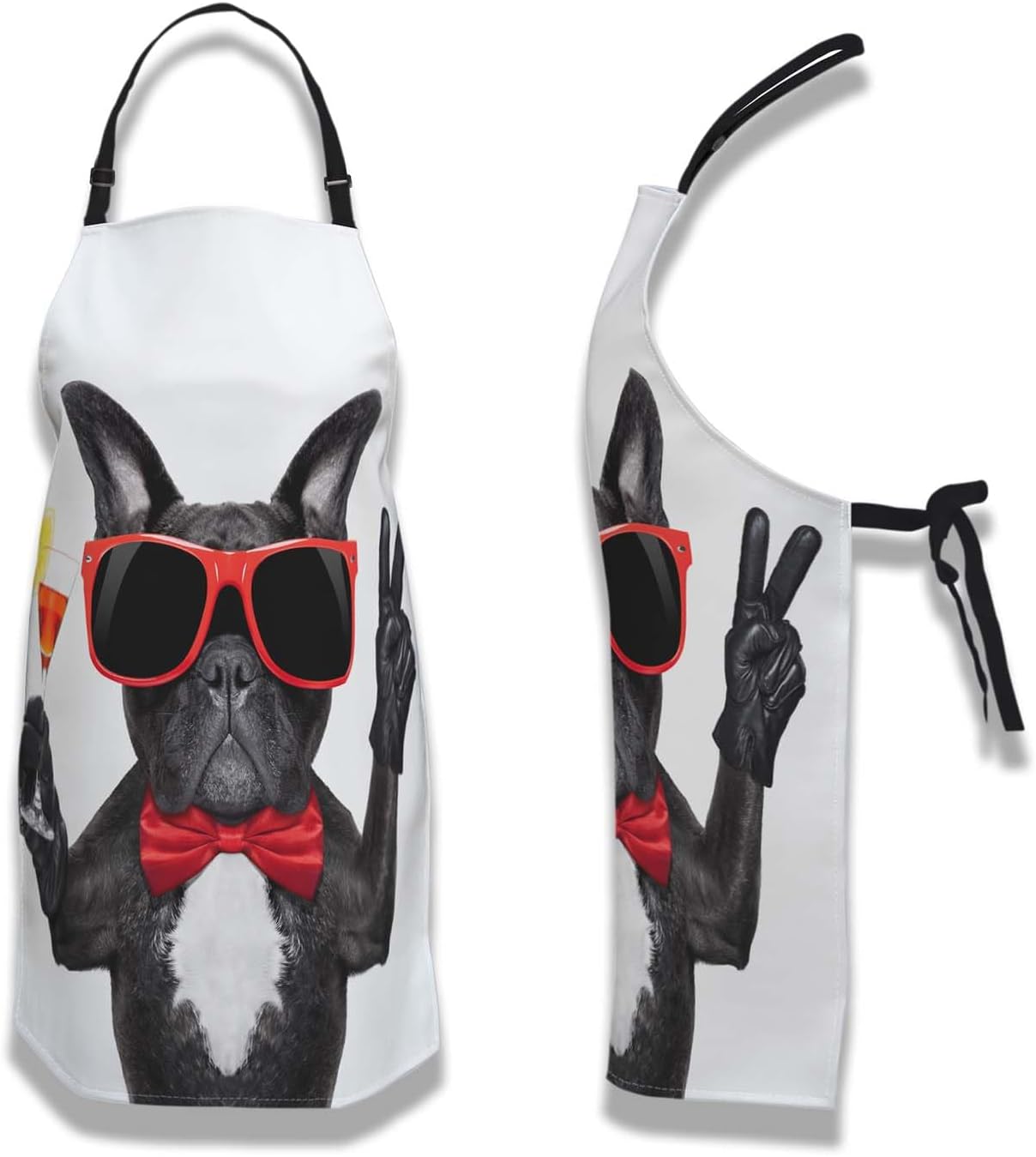 Garden Apron for Men French Bulldog Dog Funny Aprons for Women for Kitchen Cooking Restaurant BBQ Painting Crafting Gardening 27” (W) x 31” (H), Waterproof Apron