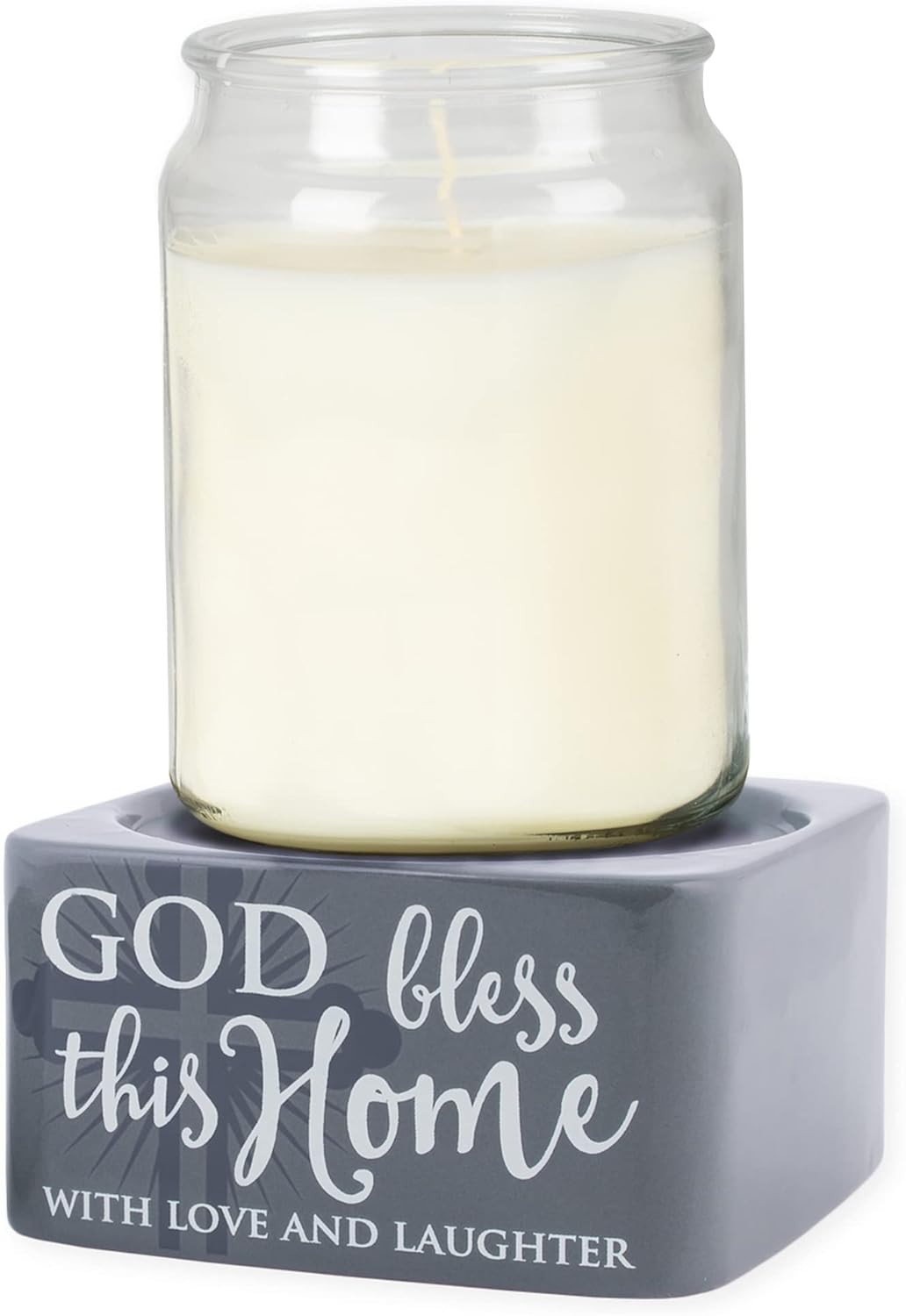 God Bless This Home Love Grey Stoneware Electric 2-in-1 Jar Candle and Wax Tart Oil Warmer