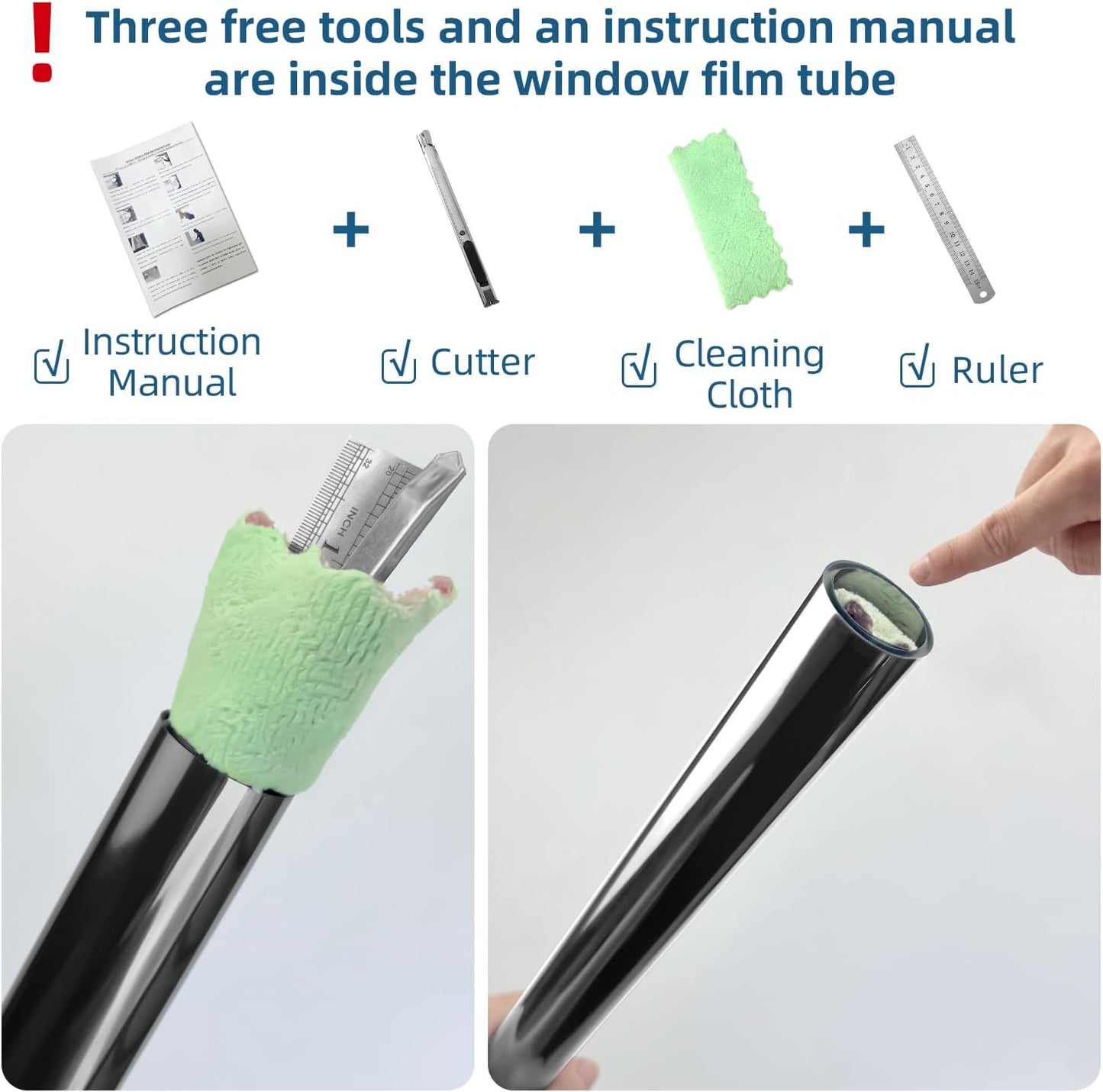 DUOFIRE One Way Window Film Privacy See Out Not in Heat Blocker Window Tint Reflective Mirror Windows Tinting Film for Home Static Cling Anti-UV Sun Blocking Windows Covering（Black, 23.6x78.7in）