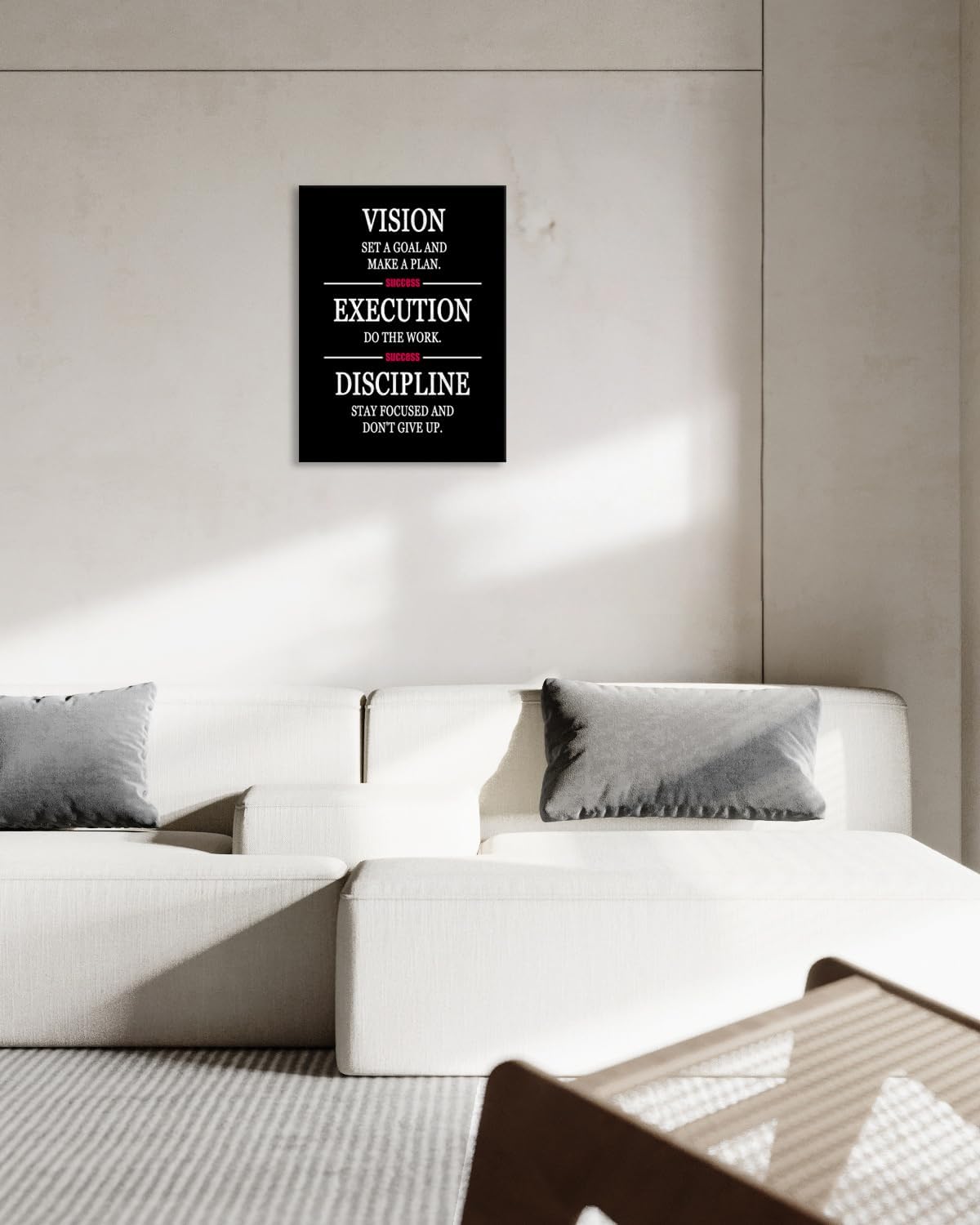 Formula for Success is VISION EXECUTION DISCIPLINE Inspirational Wall Decor Printed Canvas Poster Motivational Wall Art for Company Office Bedroom Living Room Framed Ready to Hang [18" W X 24" H]