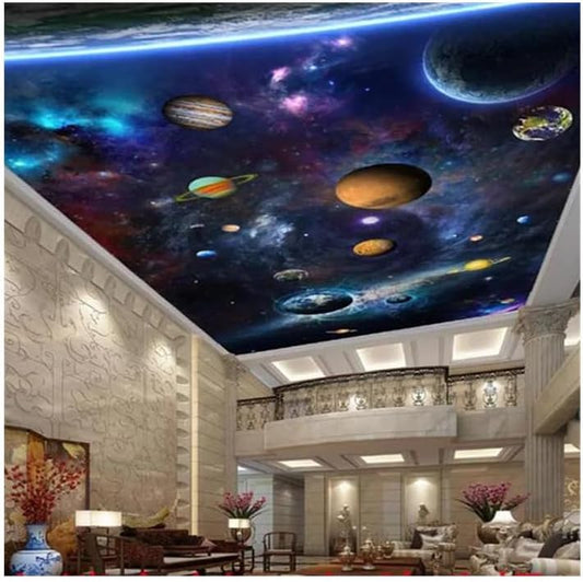 Custom Wallpaper Universe Self-Adhesive Wallpaper Space Planet 3D Mural Living Room Bedroom Ceiling Mural Galaxy Wallpaper