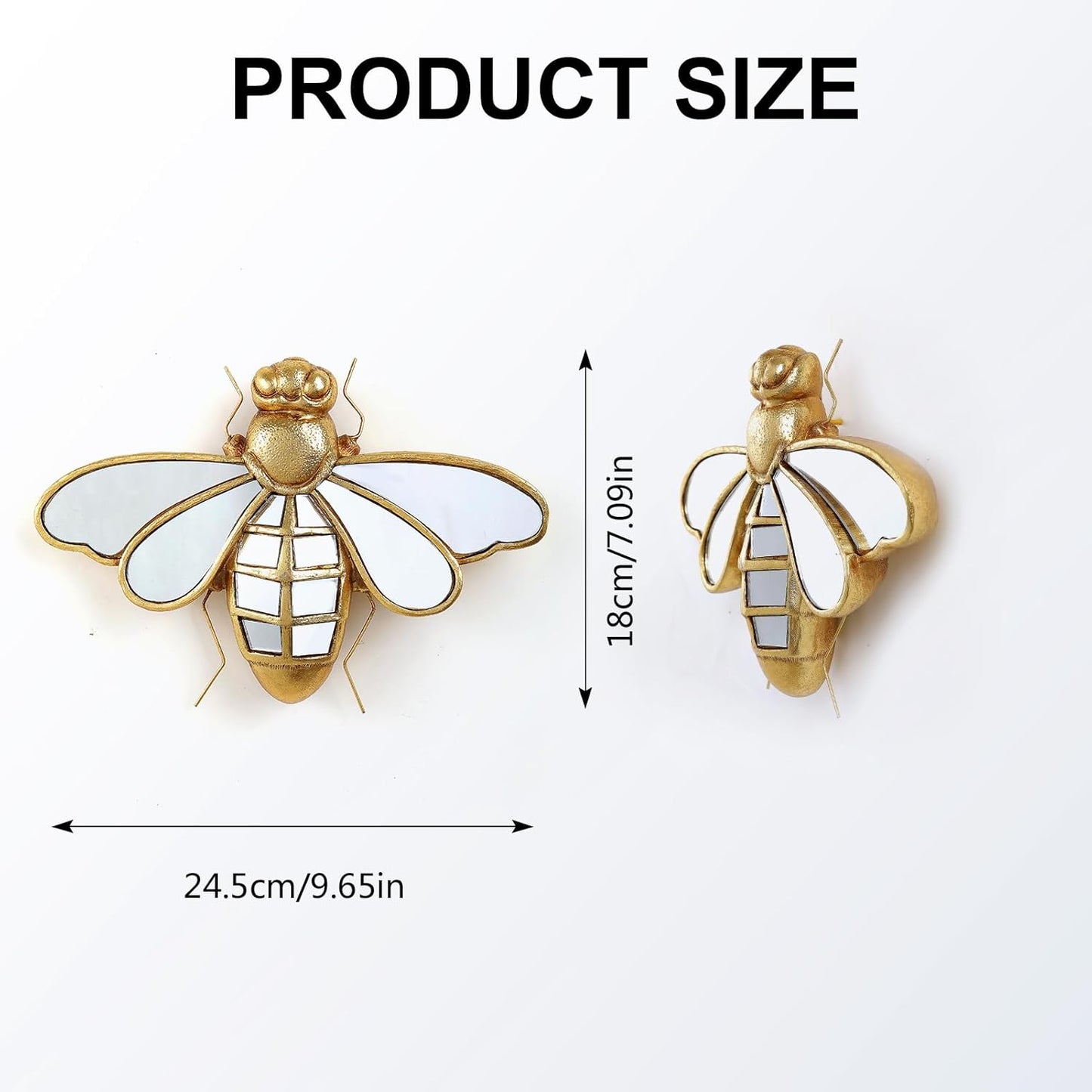 Decorative Bug Insects Beetle Mirrors - Gold Resin Little Bee Glass Wall Decor, Perfect for Victorian and European Themed Homes