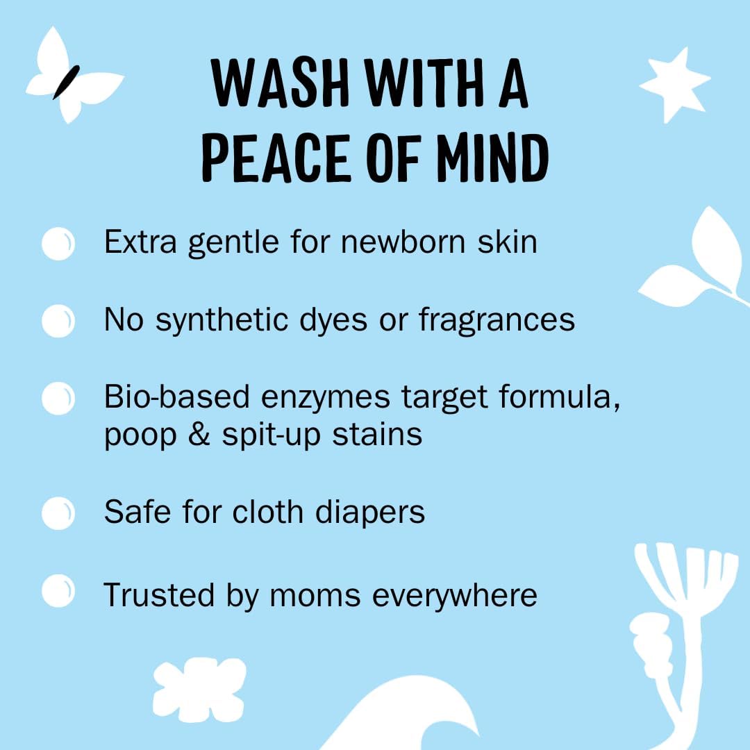 Molly's Suds Baby Liquid Laundry Detergent | Removes Formula, Poop & Spit-Up Stains | Extra Gentle for Infants, Babies, Toddlers (Fragrance Free, 200 Loads)