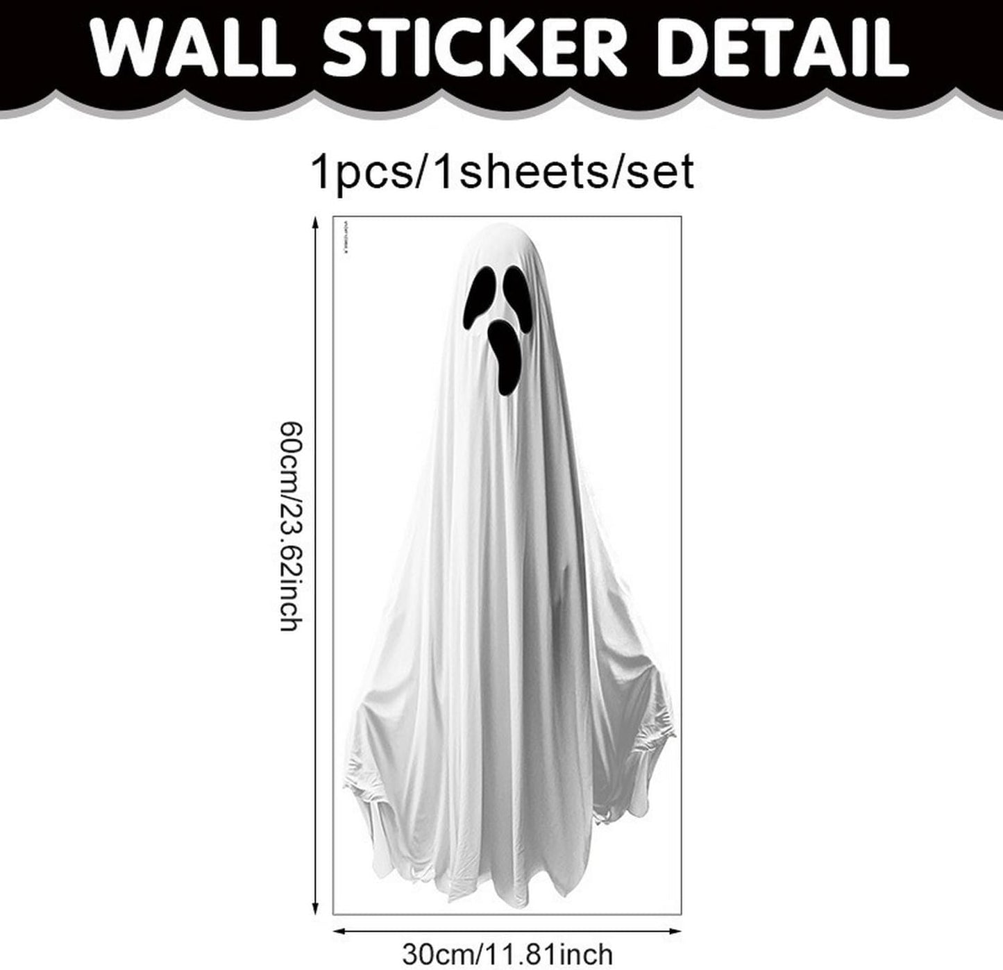 Halloween Ghost Window Clings for Glass 1 Sheets Ghost Window Decals Spooky Window Stickers Reusable Windows Cling for Halloween Fall Party Supplies Home School Office Glass Decorations