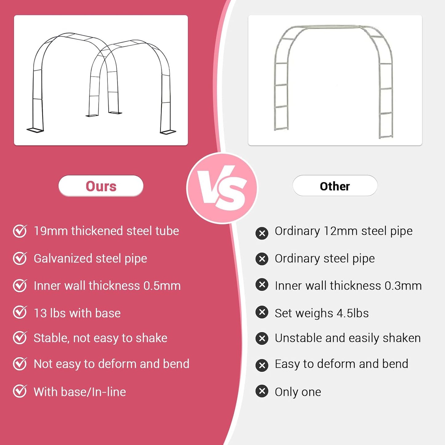 Garden Arch Trellis for Climbing Plants, 9.8'x7.2' Outdoor Arch Trellis, Metal Arbor Arches for Indoor Garden Ceremony Baby Shower Party Decoration Black