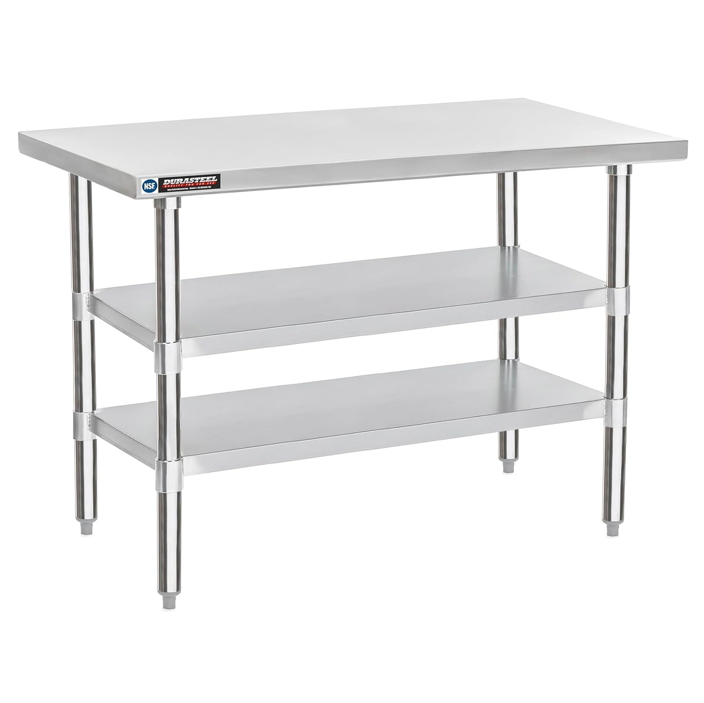 DuraSteel Food Prep Stainless Steel Table - 24 x 60 Inch Commercial Metal Workbench with Adjustable Under Shelf - NSF Certified - for Restaurant, Warehouse, Home, Kitchen, Garage