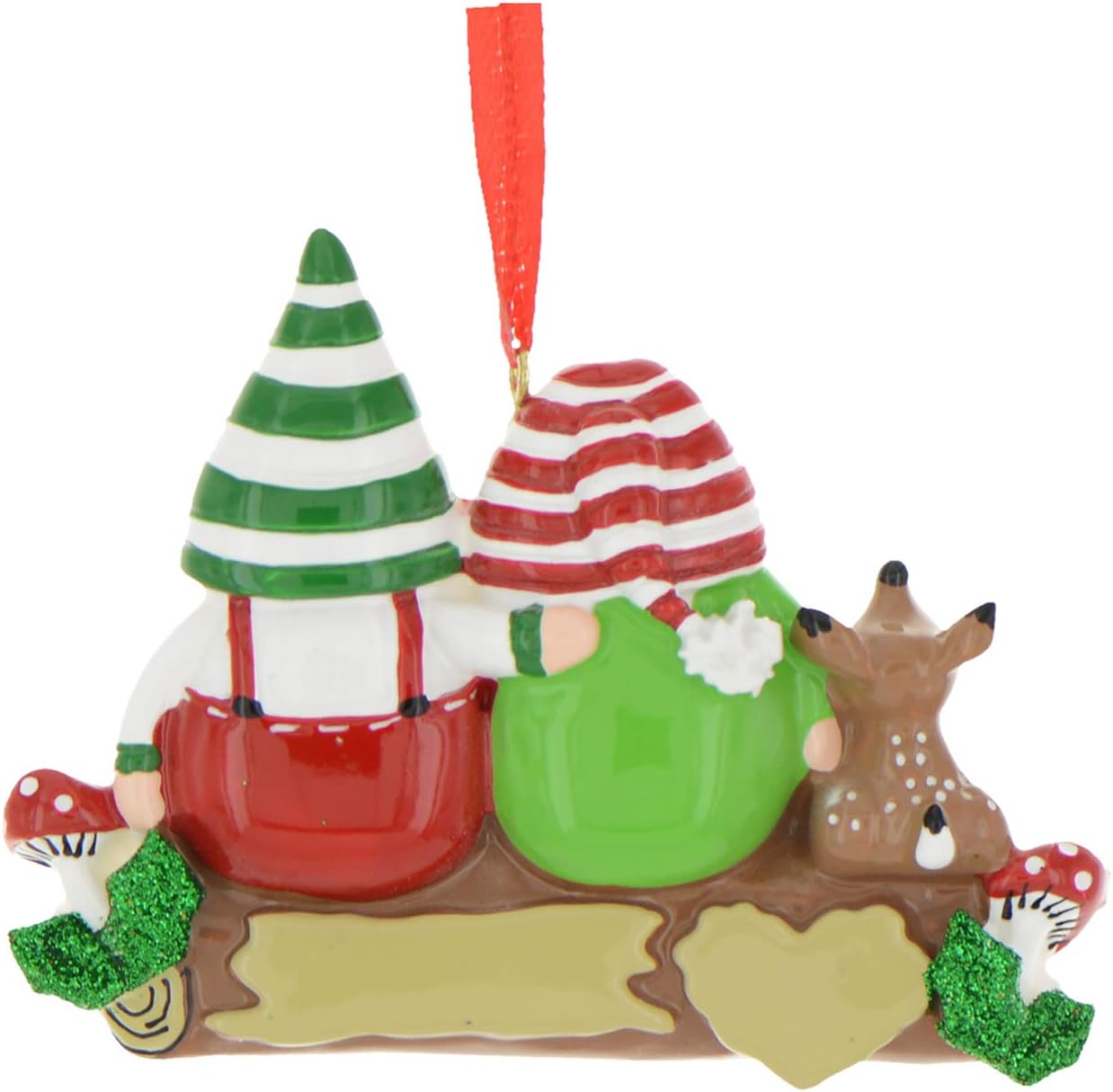 3D Personalized Our First Christmas Ornament 2025 | Custom Gnome Couple Ornaments on Log Mushroom Couples Ornament 2025 Family of 2 Unique for a Couple Ornaments Couples Unique Gifts