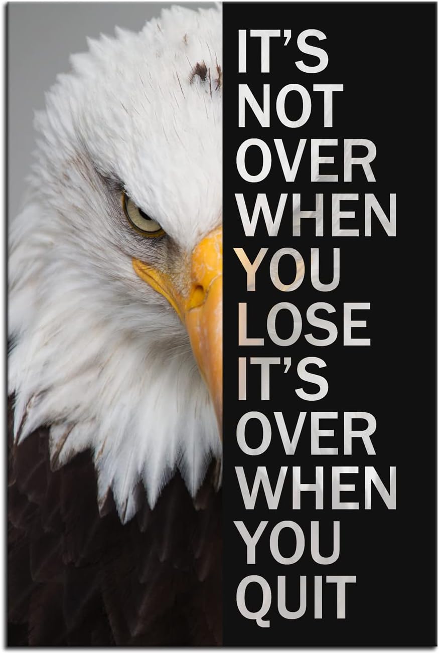 Eagle Inspirational Canvas Wall Art Animal Motivational Print Poster Animal Picture Painting Modern Affirmative Inspiring Artwork for Home Living Room Office Decor Ready to Hang [24''W x 36''H]