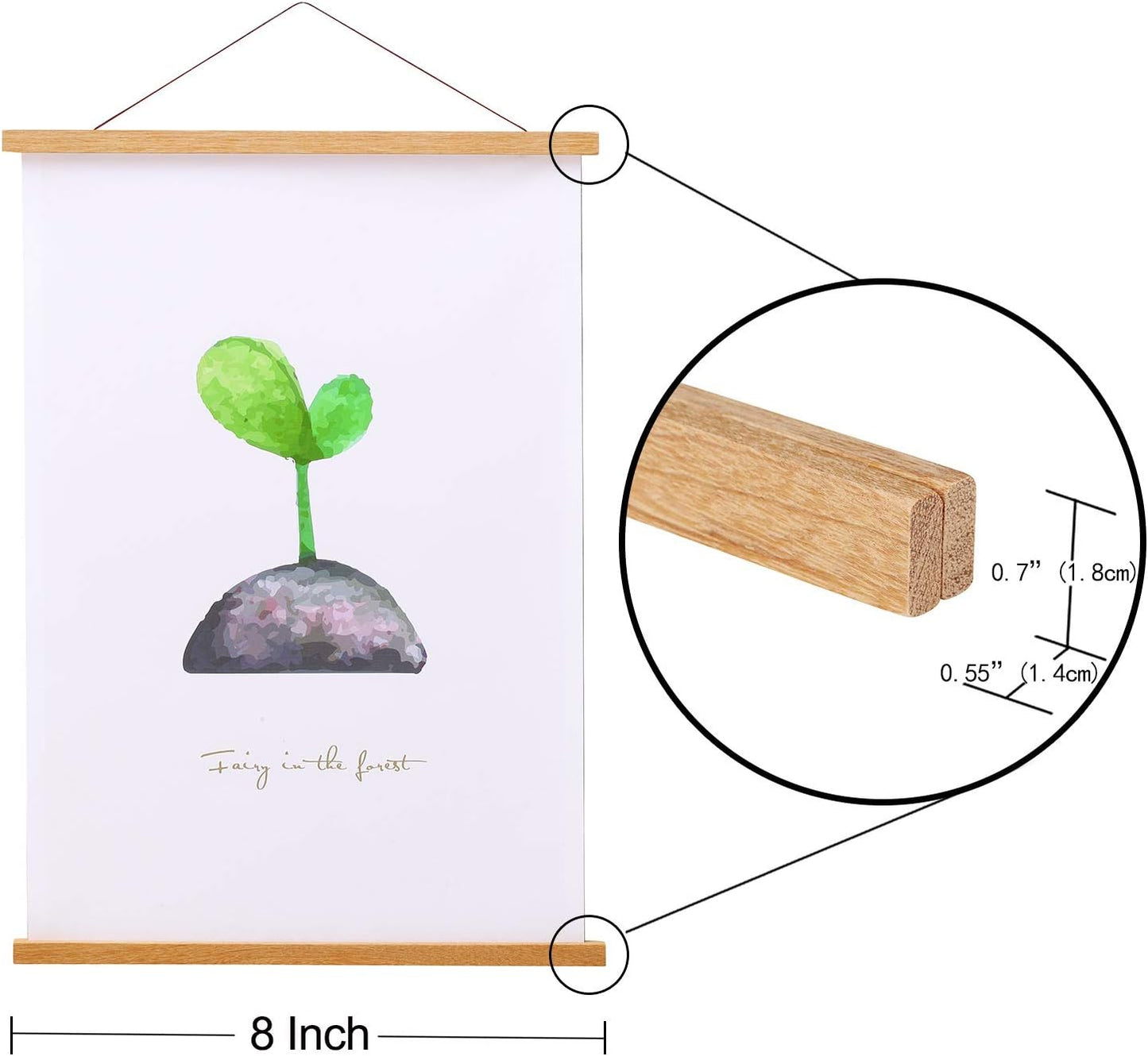 FALAMON Teak Wood Magnetic Poster Frame Hanger for Prints, Photos, Pictures, Maps, Scrolls, and Canvas Artwork