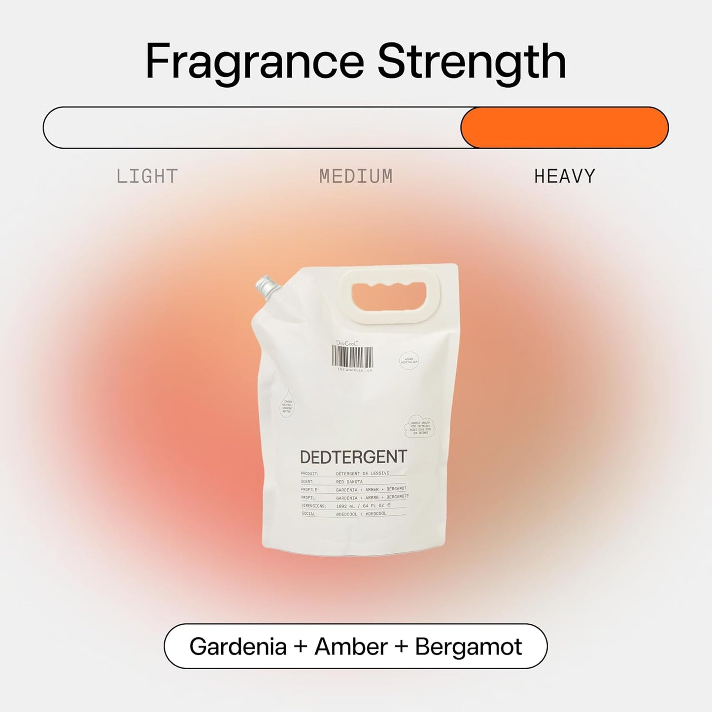 DedCool Liquid Laundry Dedtergent (Red Dakota Refill 64 oz) Luxurious Fragrance, Scented, Removes Stains, Ideal for 60 Washes, Infused with Essential Oils, Vegan, Non-Toxic, Cruelty & Dye Free
