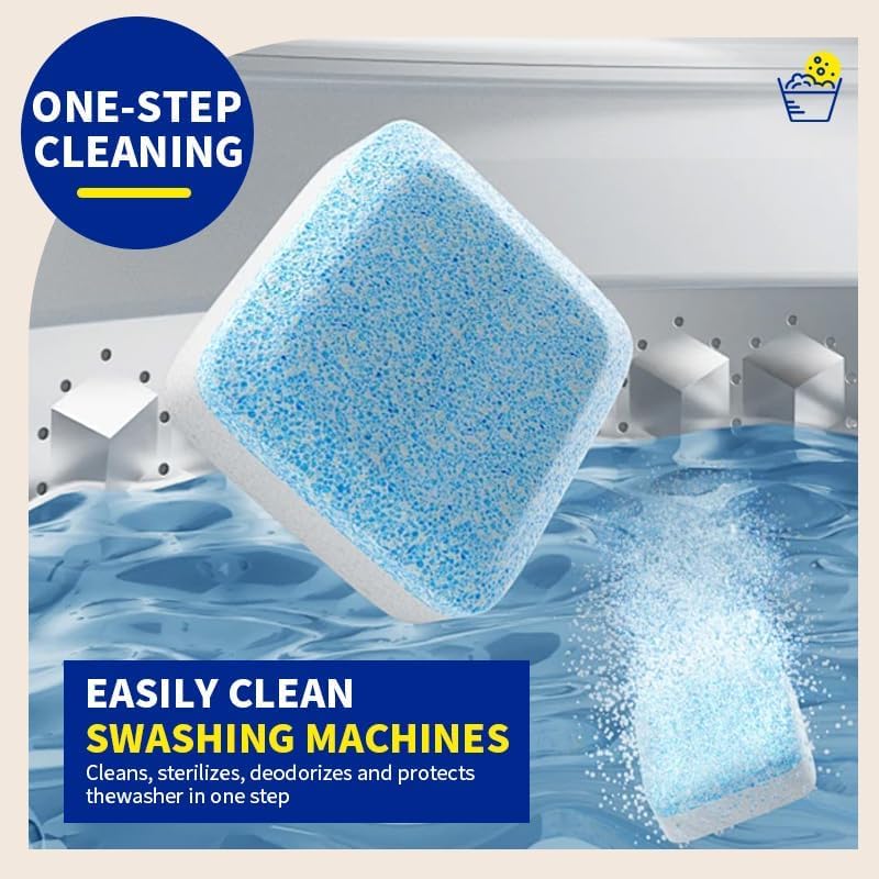 Washing Machine Cleaner Tablets - 24 Pack (12 Month Supply) | HE Compatible for Top & Front Load Washers | Pet-Safe Formula Eliminates Odors, Lint & Detergent Buildup