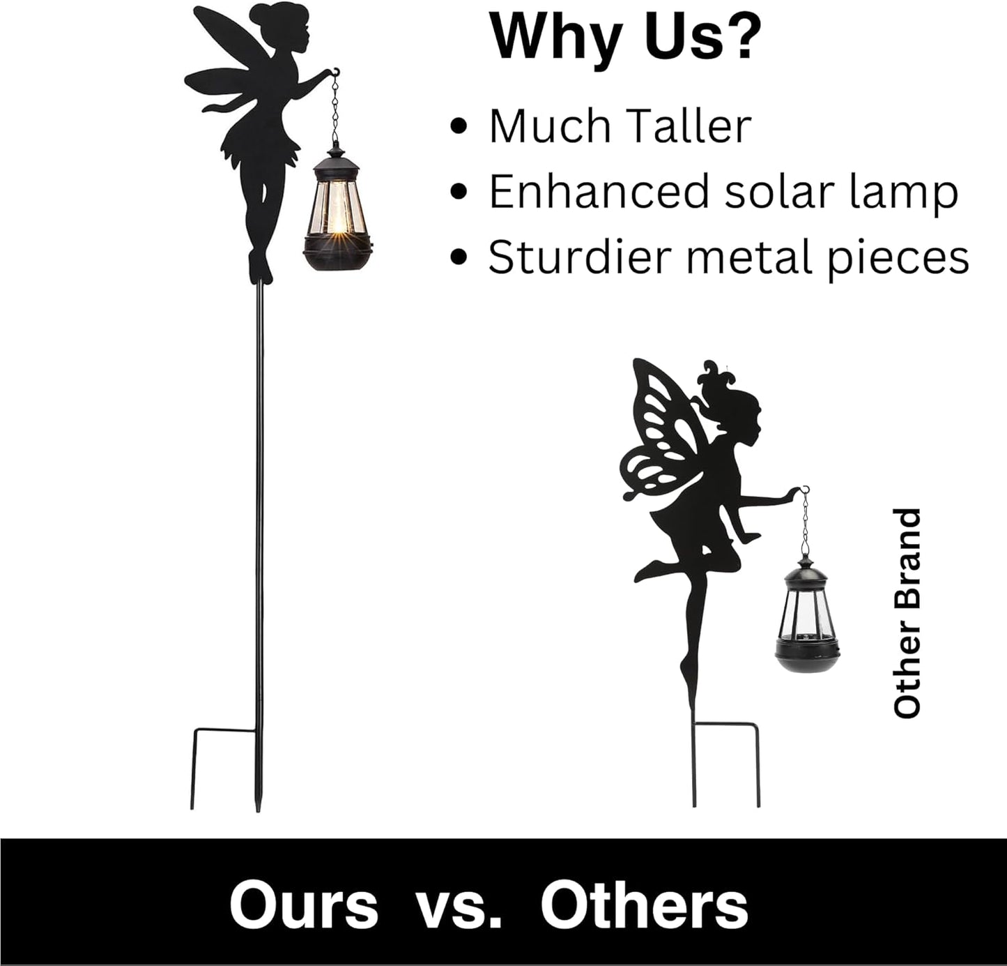 Fairy Garden Accessories Lawn Ornaments 1 Pair - Solar Lights Halloween Decorations Outdoor Garden Statue, Metal Stakes Decorative Figurines for Yard Decor, Patio (Type B Warm Lighting)