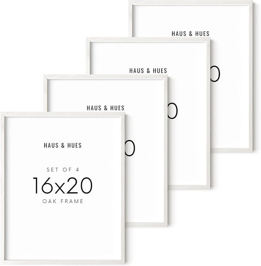 Haus and Hues Oak Frames Set of 4 - 16x20 Art Frames for Wall, Poster and Photo Display