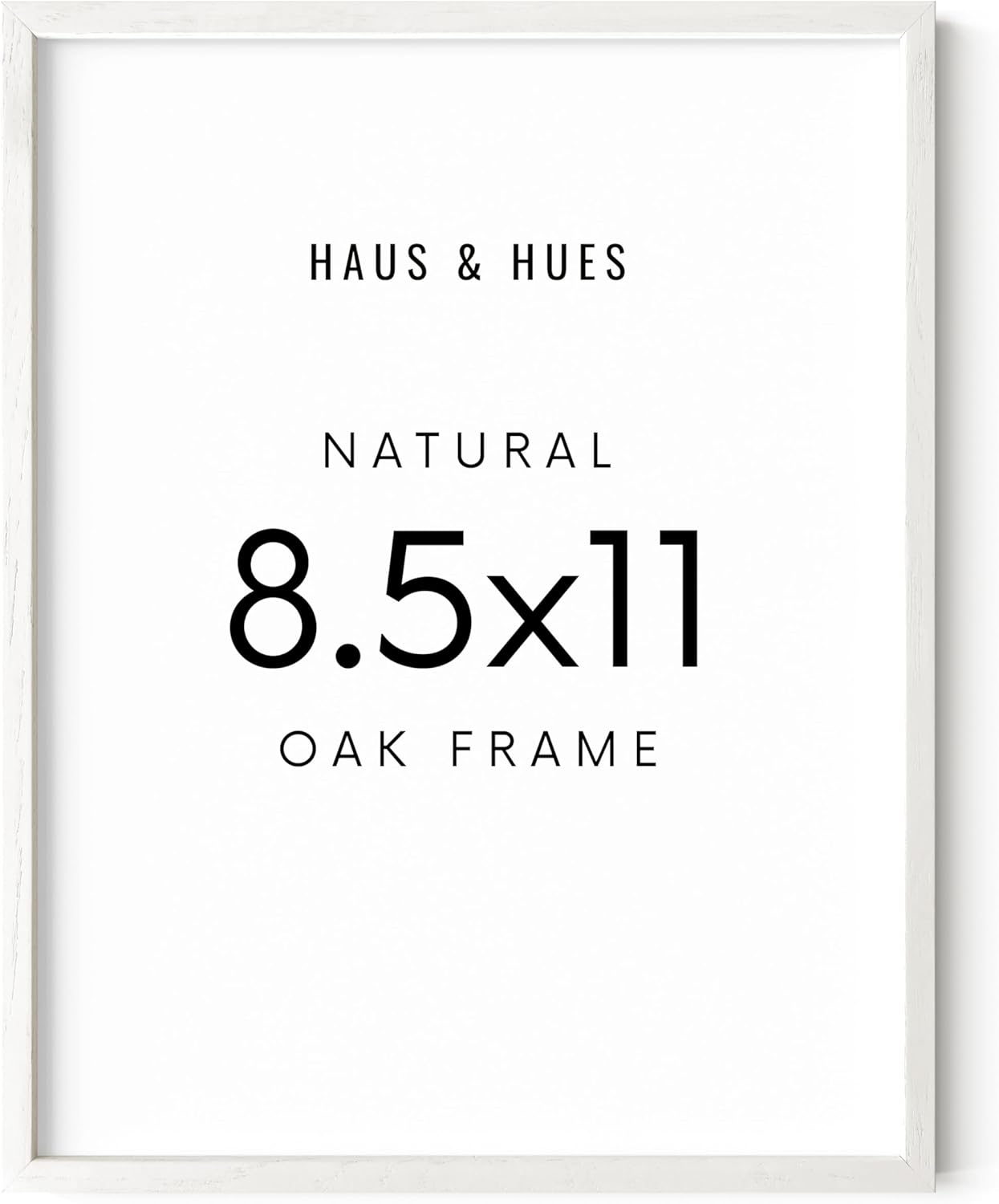 HAUS AND HUES White Oak Wood 8.5x11 Picture Frame - Modern Wood Wall Art Display - Lightweight 8.5x11 Certificate Frame - Ready-to-Hang Vertically & Horizontally for Art Prints, Photos, Posters