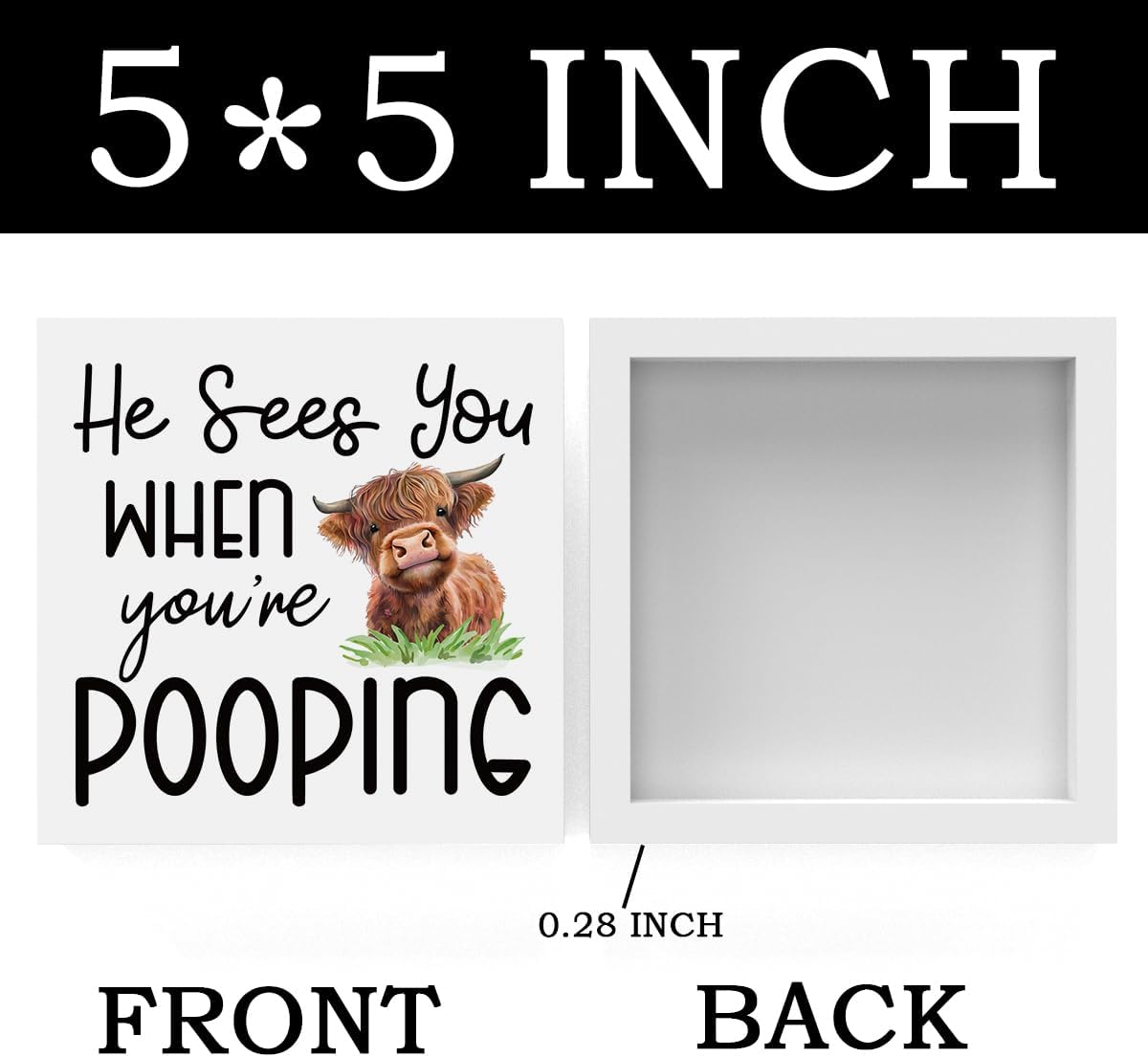 Funny Highland Cow Bathroom Decor Are You Pooping Sign Highland Cow Gifts for Women Highland Cow Nursery Decor, Wooden Box Decor Sign for Home Farmhouse Office Living Room Table Shelf Tiered