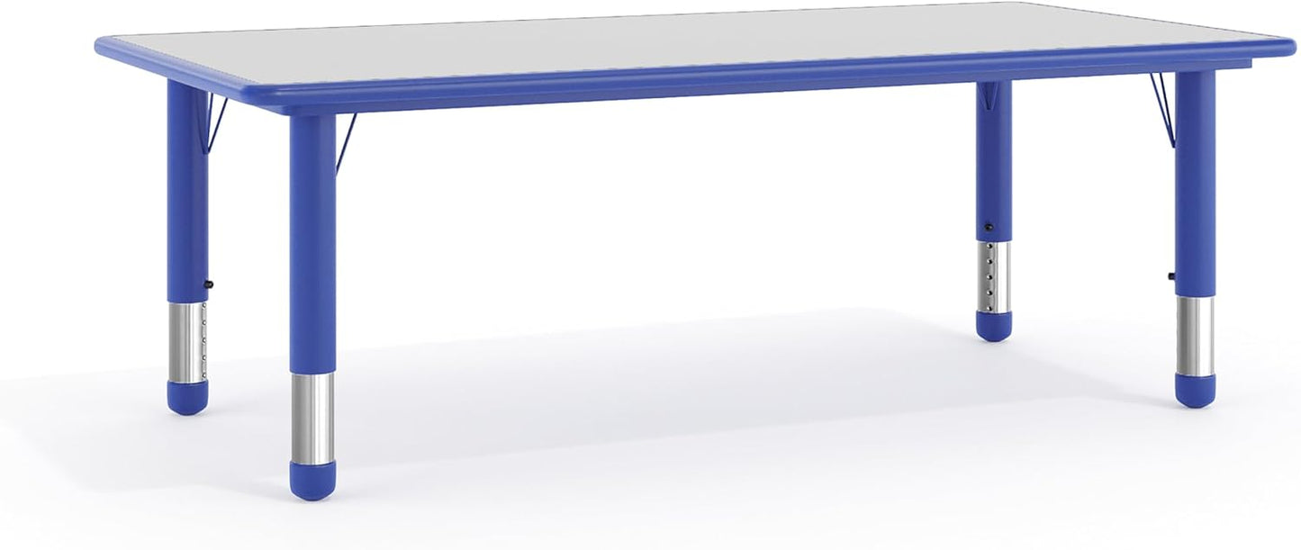 Flash Furniture Wren Adjustable Classroom Activity Table for School and Home, Plastic Activity Table for Kids, 23.625" W x 47.25" L, Gray/Blue