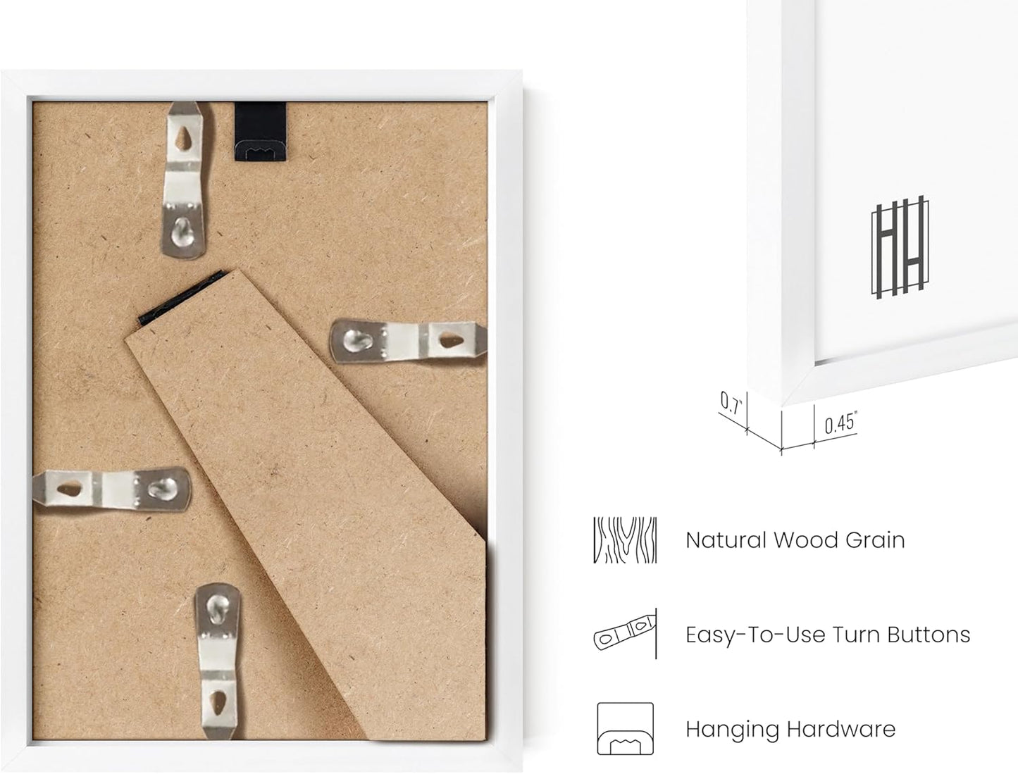 HAUS AND HUES 5x7 White Metal Picture Frames - Photo Frames 5X7 - Features Premium Aluminum, Vertical Hanging, Easel Back for Tabletop, Home, Office (5x7 in, White, Set of 3)