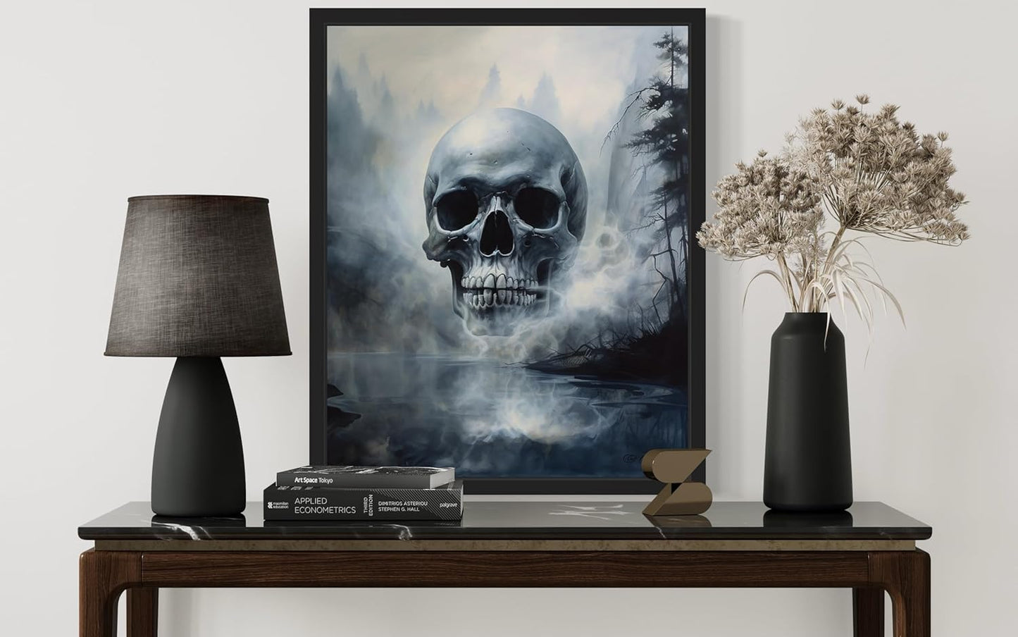 Foggy Skull Poster Art Print, Halloween Scary Vintage Wall Art Academia Spooky Painting Decoration for Horror Prints, Gothic Posters Bedroom Decor 89 (Foggy Skull, 16 x 20 inches, Unframed)