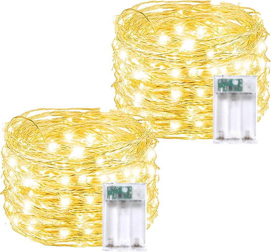 2 Pack 20FT 60LED Battery Operated Fairy Lights with Timer, Waterproof Battery String Lights Outdoor Indoor, Battery Twinkle Light for Bedroom Wedding Birthday Party Chirstmas (Warm White)