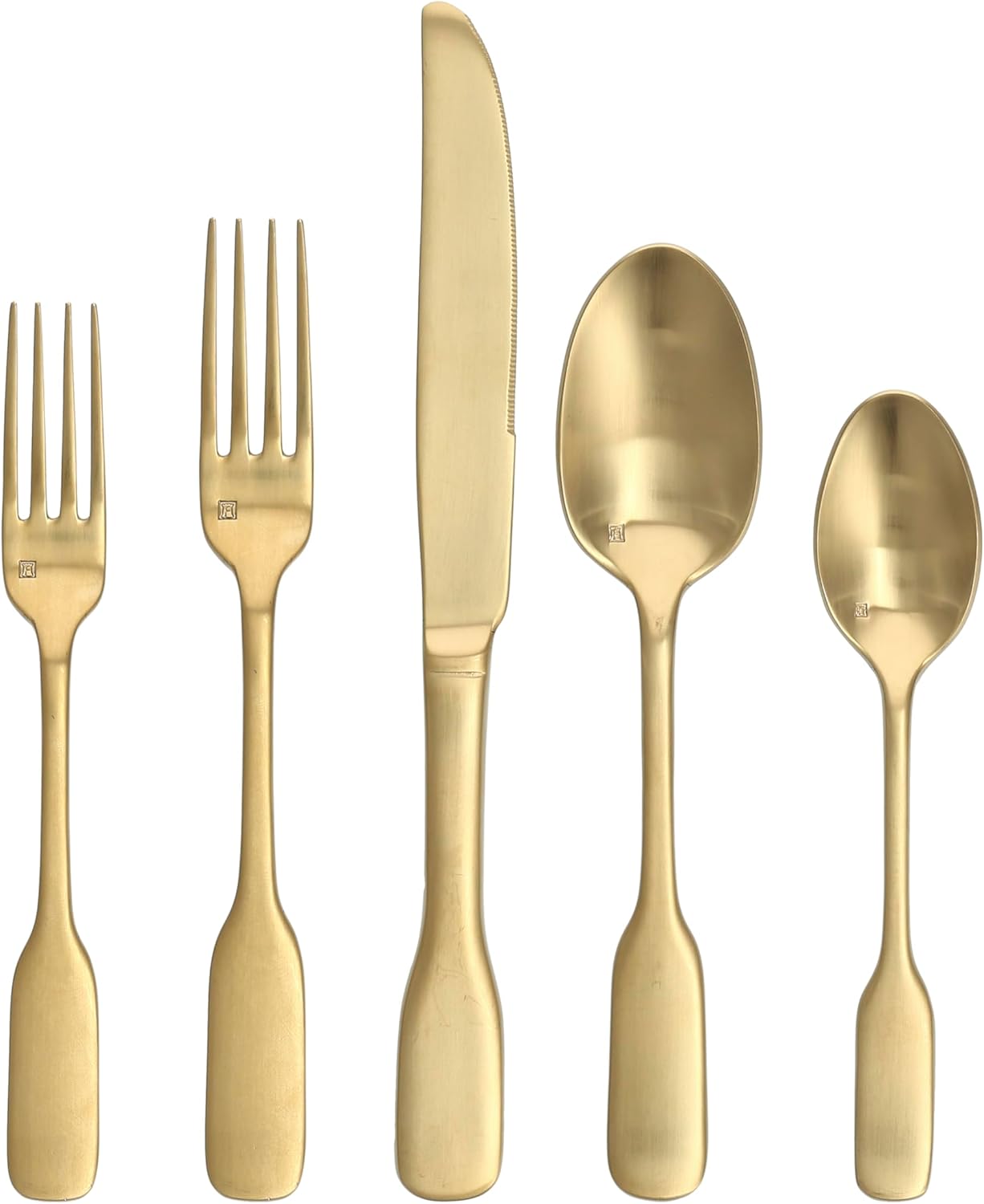 Fortessa Ashton 18/10 Stainless Steel, 20 Piece Flatware Set (Service for 4), Brushed Gold