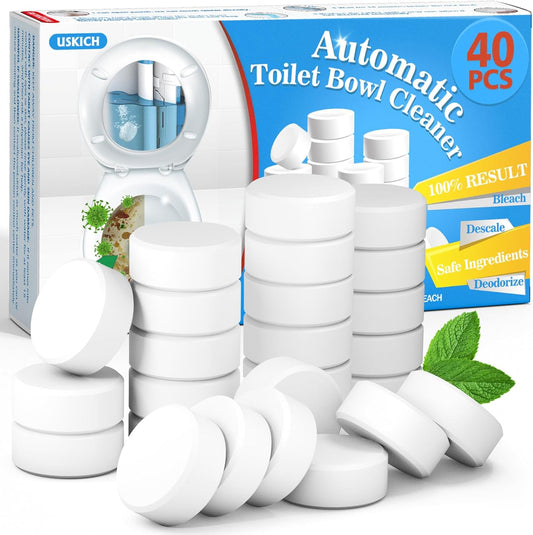 USKICH Toilet Bowl Cleaner 40 PACK, Household Automatic Toilet Bowl Cleaners with Bleach, Bathroom Toilet Tank Cleaners Tablets with Sustained-Release Technology for Deodorizing & Descaling