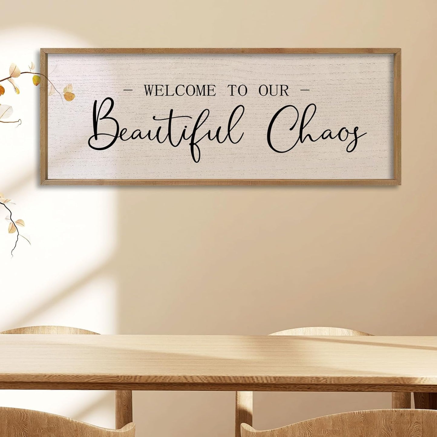 comurdyo Welcome To Our Beautiful Chaos Wall Decor Art 32"X12" for Home Entryway Sign Large Wood Framed Wall Hanging (Wood)