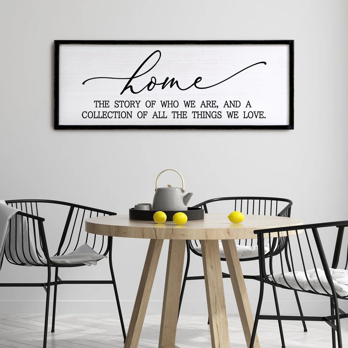 Home is the Story of Who We Are & a Collection of all the Things we Love Sign Framed Wall Art, 40''×15'' Rustic Horizontal Family Quote Wood Sign, Farmhouse Long Home Plaque Wall Decor