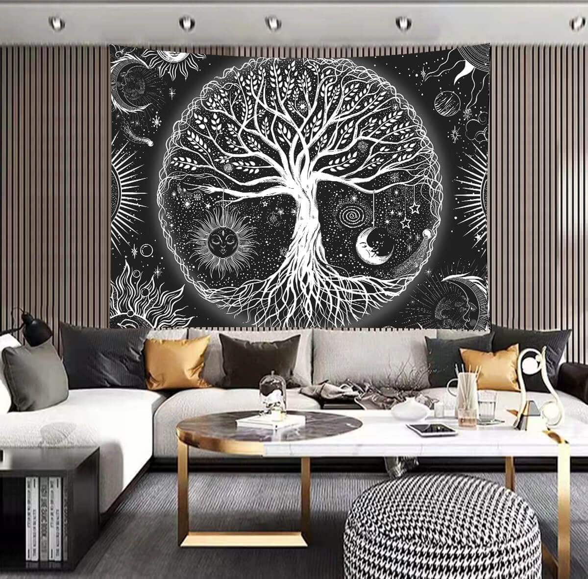 FORATER Tree of Life Tapestry Wall Hanging, Sun and Moon Aesthetic Wall Tapestry Black and White Tapestries Home Decor for Living Room Bedroom(61 x 82 Inch, Black and White)