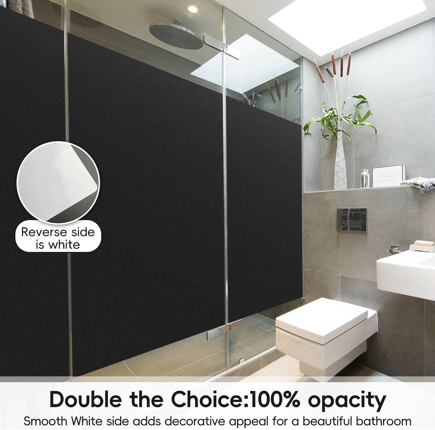 DUOFIRE Blackout Window Film Sun Blocking White Black Window Privacy Film Non Adhesive Static Cling Removable Windows Tint Anti -Glare Day Sleep Windows Tinting Films for Home, Office (35.4 x 78.7 in)