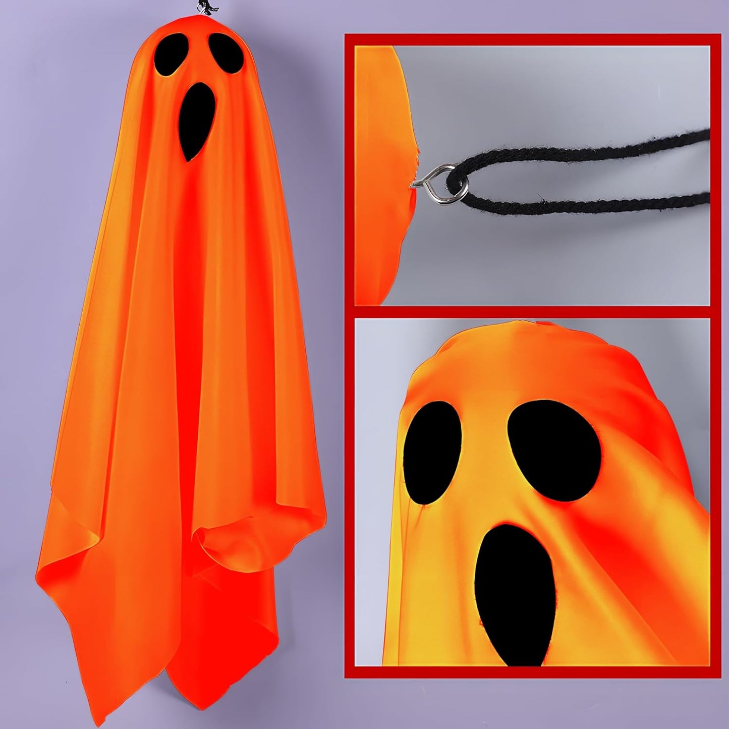Halloween Light-up Ghost Decorations,Halloween Hanging Flying Ghosts with String Lights,Battery Operated Light up Spooky Ghosts Ornaments for Front Yard, Patio, Lawn, Garden, Party, 19.6 Inch, 2 Pack