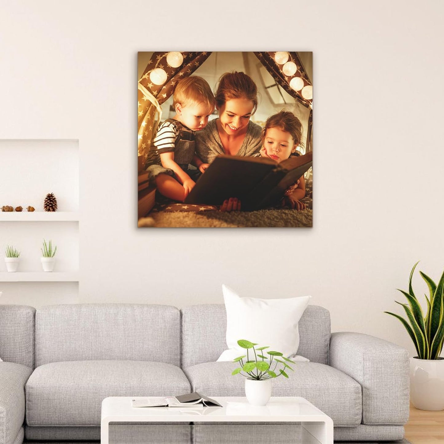 Custom Canvas Prints with Your Photos- Personalized Print Canvas Pictures, Custom Wall Art Gift for Living Room, Bedroom, Wedding Family Baby Pets Framed 20 x 20 inche