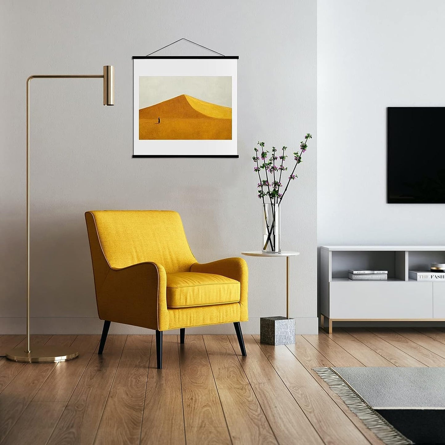 FALAMON Magnetic Poster Hanger Frame, 40x27 40x28 40x30 Teak Wood Magnet Poster Frame for Posters, Prints, Photos, Pictures, Maps, Scrolls, and Canvas Artwork(Black, 40")