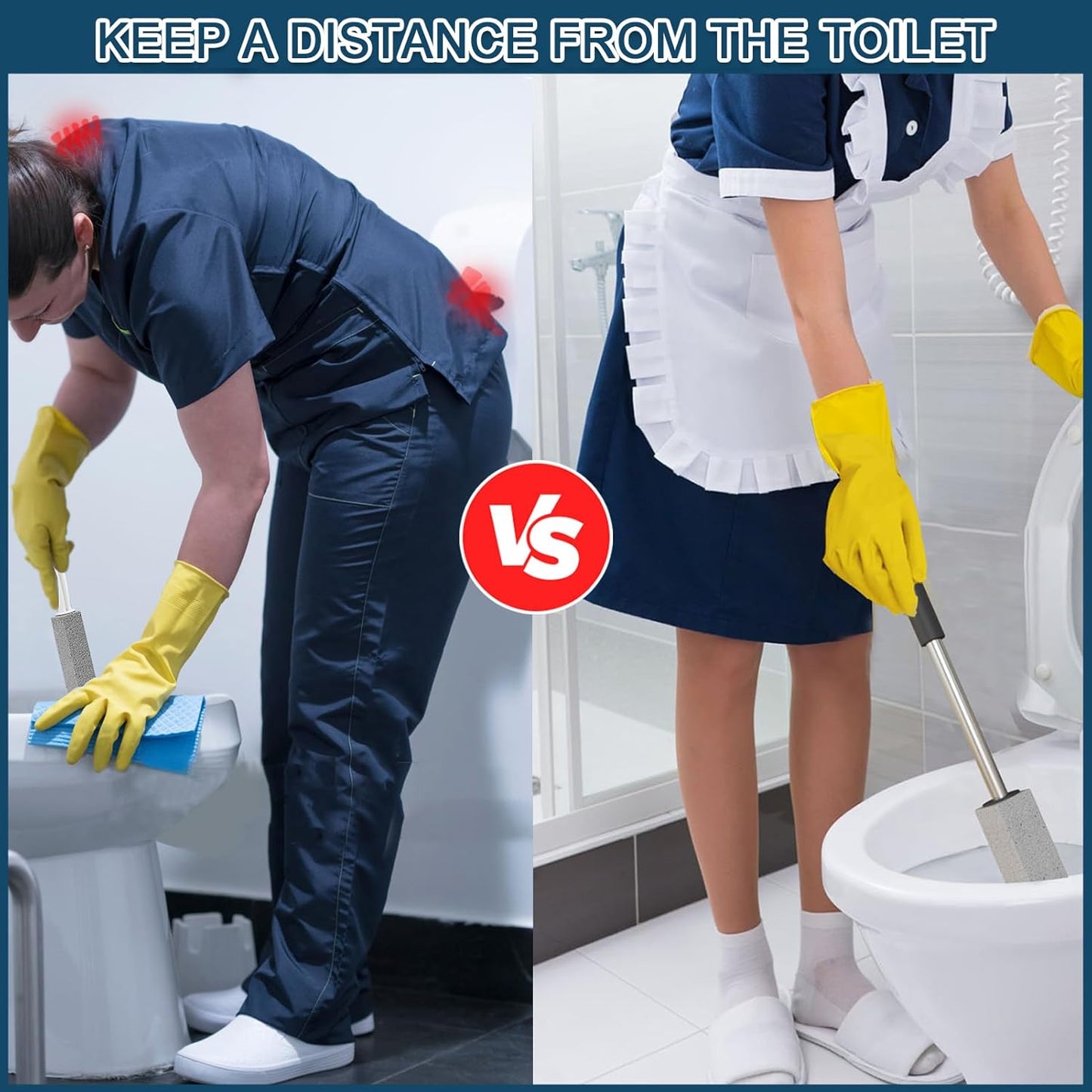 2 Pack Pumice Stone for Toilet Cleaning,16.14In Extra Long Handle Toilet Pumice Stone Toilet Bowl Cleaner Brush Toilet Scrubber for Toilets Bathtubs Grills Sinks