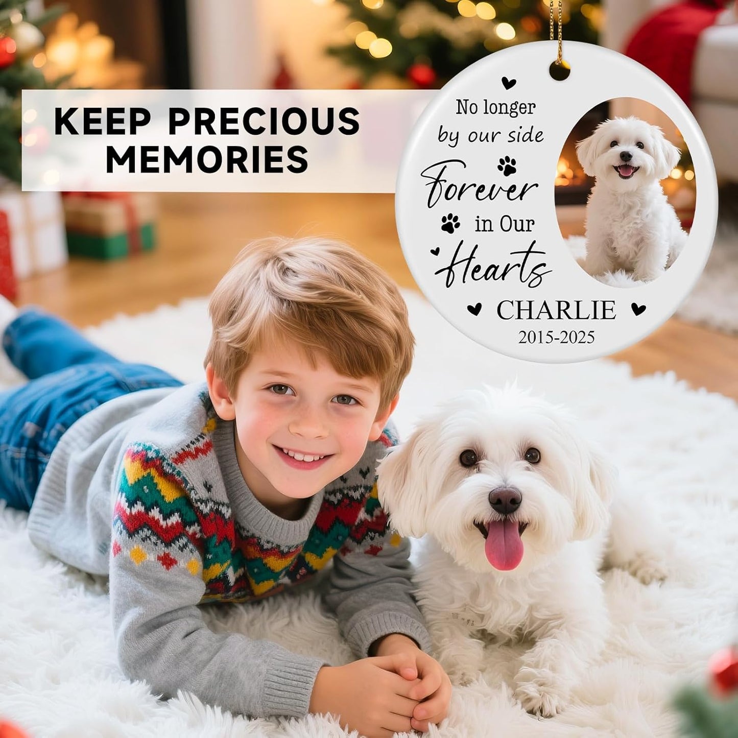 Custom Dog Memorial Gifts, Personalized Pet Memorial Ornament, Customized Christmas Ornaments 2025, Sympathy Keepsake Gift for Loss of Loved One, Dog Lover Gifts