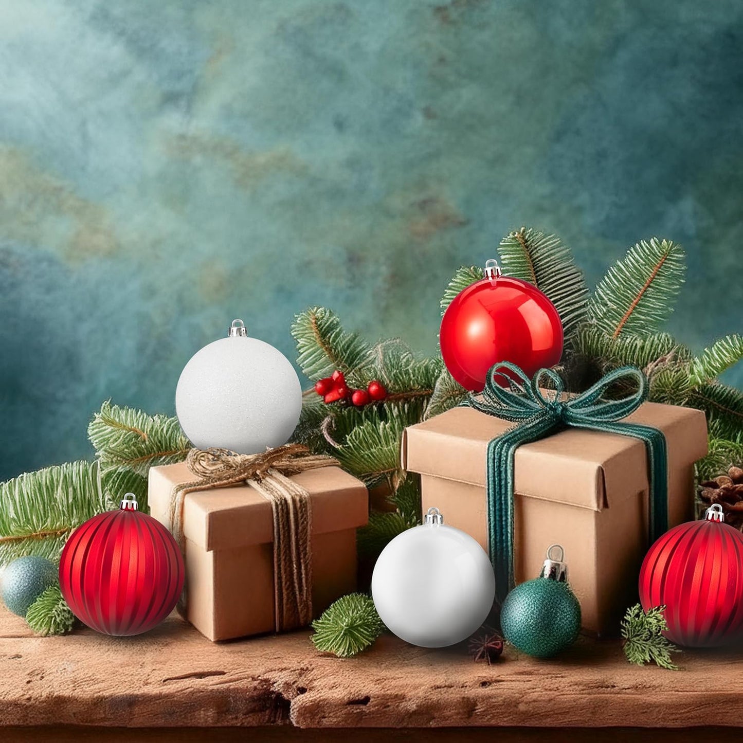 Every Day is Christmas 20ct Christmas Ornaments, Shatterproof Christmas Tree Ornaments Set, 92cm/3.6" Christmas Balls Decoration