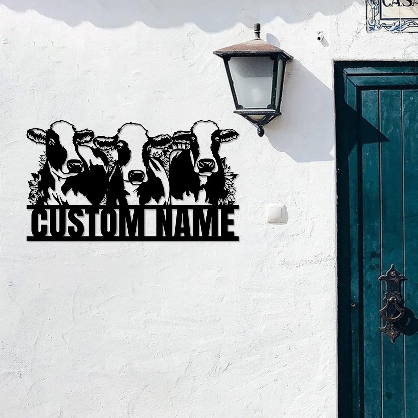 Custom Metal Sign, Personalized Last Name Wall Art, Farm Customized Metal Wall Decor for Wedding, Cow Plaque Decor for Farmhouse Living Room Indoor/Outdoor Wall Hanging